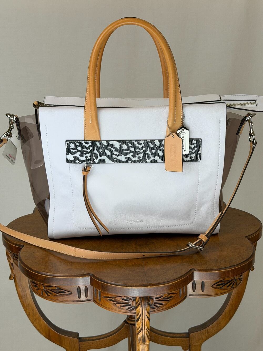 NWT COACH Bleecker Riley Tote White Shopper Bag # 0382 M1382-30161